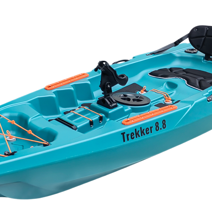 Top-loading accessory gear tracks on the Trekker 8.8 deck
