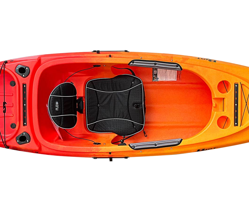 Front accessory tracks and flush-mount rod holders on the Bayside 10