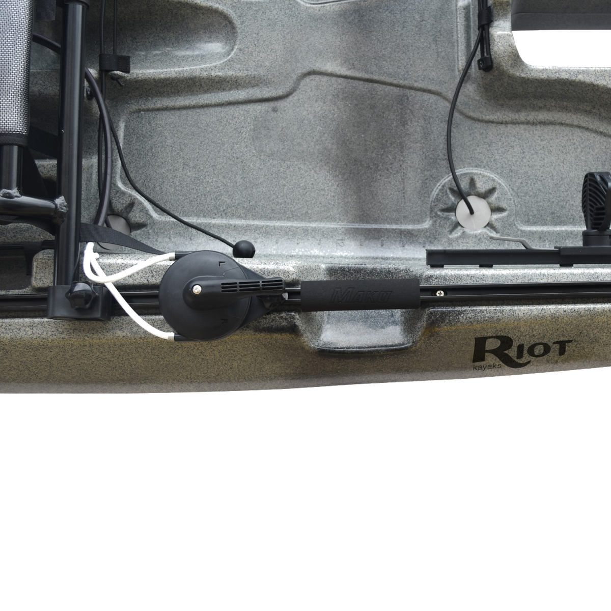 Hand-operated Pilot Rudder steering on the Mako 10.5