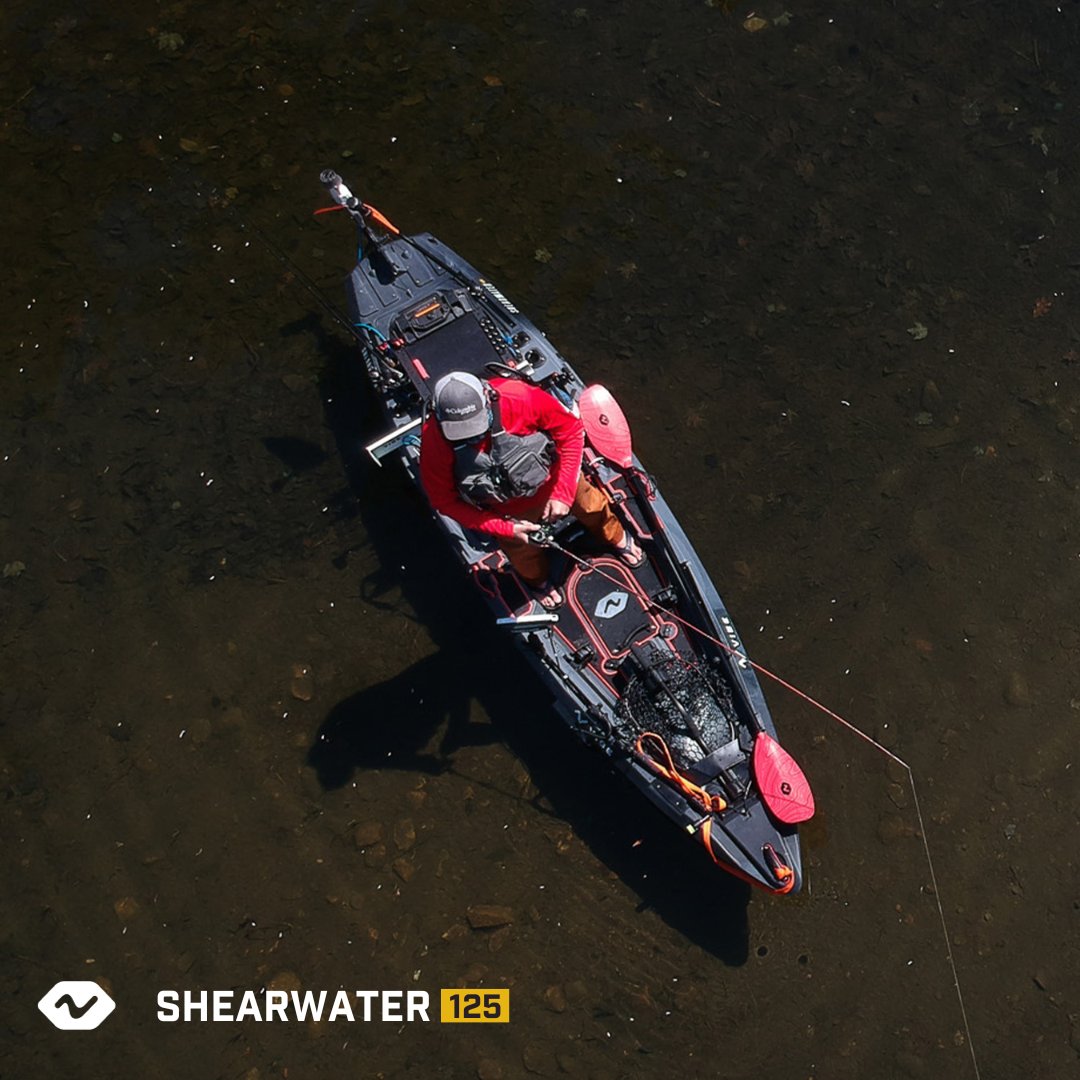 Aerial drone shot of Tsunami Red Shearwater 125 fishing